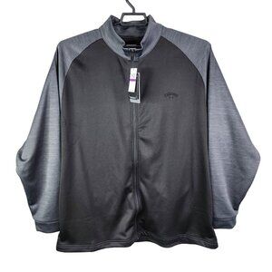 Mens Black & Gray Callaway Jacket Full-Zip Mock Neck Long Sleeve XXL